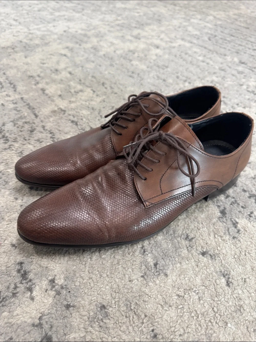 Aldo Men's Brown Textured Leather Lace-Up Oxfords